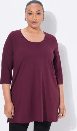 Ulla Popken Longshirt Longshirt A-Linie Rundhalsausschnitt 3/4-Arm