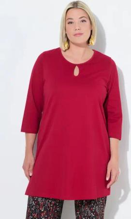 Ulla Popken Longshirt Longshirt A-Linie Rundhalsausschnitt 3/4-Arm