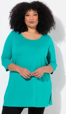 Ulla Popken Longshirt Longshirt A-Linie Rundhalsausschnitt 3/4-Arm