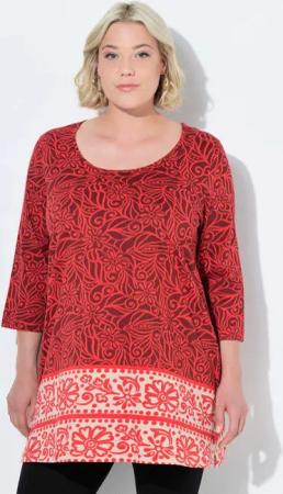 Ulla Popken Longshirt Longshirt A-Linie Rundhalsausschnitt 3/4-Arm