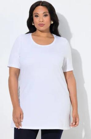 Ulla Popken Longshirt Longshirt A-Linie Rundhalsausschnitt Halbarm