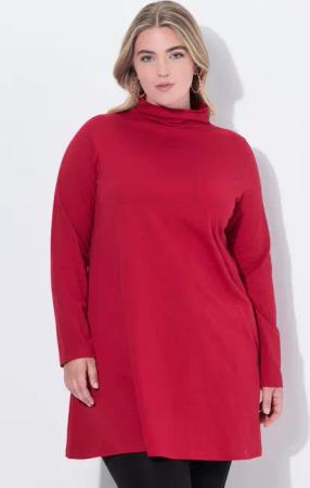 Ulla Popken Longshirt Longshirt A-Linie Stehkragen Langarm Taschen