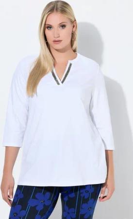 Ulla Popken Longshirt Longshirt A-Linie Tunika-Ausschnitt 3/4-Arm