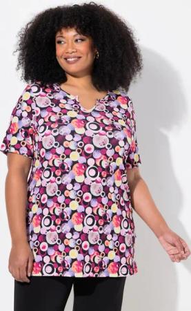 Ulla Popken Longshirt Longshirt A-Linie Tunika-Ausschnitt Halbarm