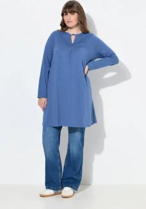 Ulla Popken Longshirt Longshirt A-Linie Tunika-Ausschnitt Langarm