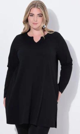 Ulla Popken Longshirt Longshirt A-Linie Tunika-Ausschnitt Langarm