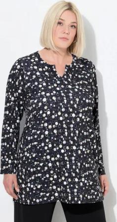 Ulla Popken Longshirt Longshirt A-Linie Tunika-Ausschnitt Langarm