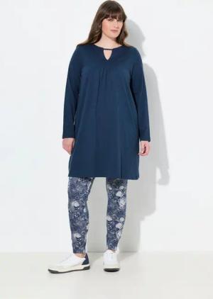 Ulla Popken Longshirt Longshirt A-Linie Tunika-Ausschnitt Langarm
