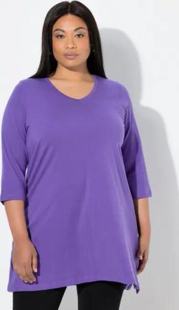 Ulla Popken Longshirt Longshirt A-Linie V-Ausschnitt 3/4-Arm