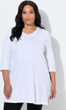 Ulla Popken Longshirt Longshirt A-Linie V-Ausschnitt 3/4-Arm