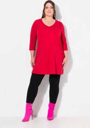 Ulla Popken Longshirt Longshirt A-Linie V-Ausschnitt 3/4-Arm