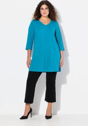 Ulla Popken Longshirt Longshirt A-Linie V-Ausschnitt 3/4-Arm