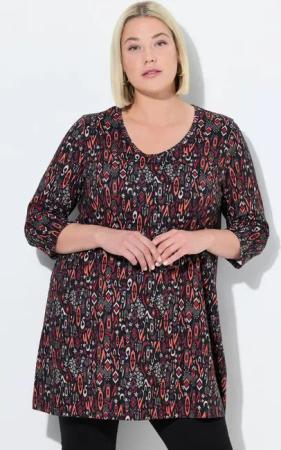 Ulla Popken Longshirt Longshirt A-Linie V-Ausschnitt 3/4-Arm