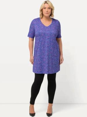 Ulla Popken Longshirt Longshirt bedruckt A-Linie V-Ausschnitt Halbarm