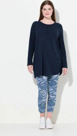 Ulla Popken Longshirt Longshirt drapiert Rundhals Langarm Biobaumwolle