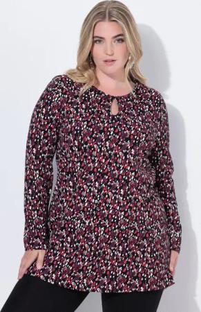 Ulla Popken Longshirt Longshirt grafischer Druck A-Linie Rundhals