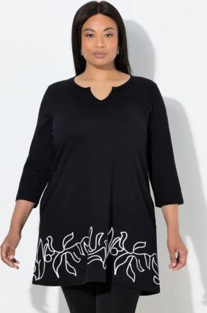 Ulla Popken Longshirt Longshirt Motivdruck A-Linie Tunika-Ausschnitt