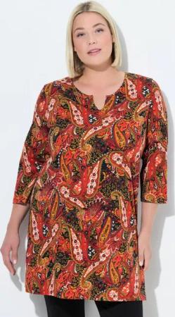 Ulla Popken Longshirt Longshirt Paisley A-Linie Tunika-Ausschnitt