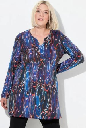 Ulla Popken Longshirt Longshirt Schlangenmuster Tunika-Ausschnitt