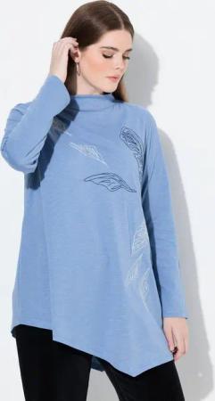 Ulla Popken Longshirt Longshirt Stickerei Stehkragen Langarm