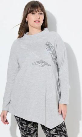 Ulla Popken Longshirt Longshirt Stickerei Stehkragen Langarm