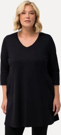 Ulla Popken Longshirt Longshirt Ziernähte A-Linie V-Ausschnitt 3/4-Arm
