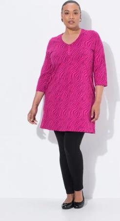 Ulla Popken Longshirt Longshirt Zipper A-Linie V-Ausschnitt 3/4-Arm