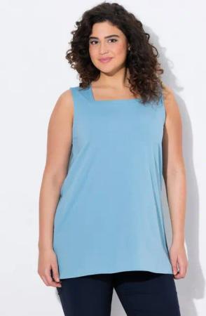 Ulla Popken Longshirt Longtop Classic Fit Carré-Ausschnitt ärmellos