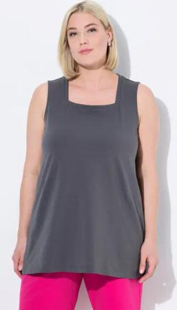 Ulla Popken Longshirt Longtop Classic Fit Carré-Ausschnitt ärmellos