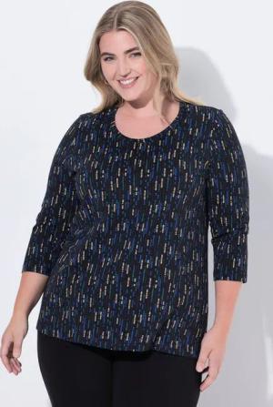 Ulla Popken Longshirt Shirt A-Linie Rundhalsausschnitt 3/4-Arm