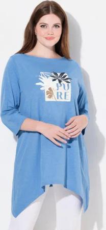 Ulla Popken Longshirt Shirt PURE U-Boot-Ausschnitt 3/4-Arm Biobaumwolle