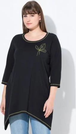 Ulla Popken Longshirt Shirt Stickerei A-Linie Rundhals 3/4-Arm