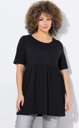 Ulla Popken Longshirt T-Shirt A-Linie elastische Naht Rundhals Halbarm