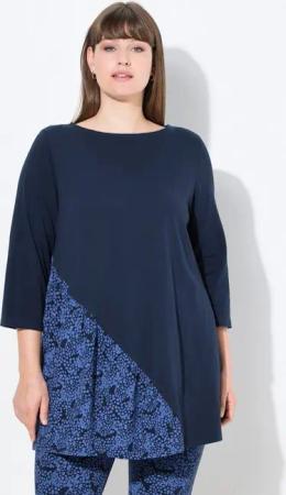 Ulla Popken Longshirt T-Shirt A-Linie U-Boot-Ausschnitt 3/4-Arm