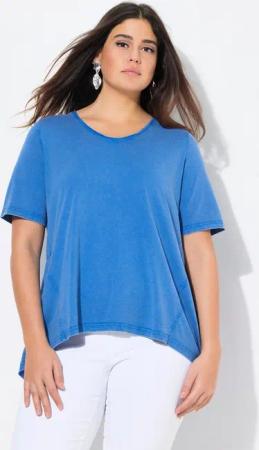 Ulla Popken Longshirt T-Shirt A-Linie V-Ausschnitt Halbarm