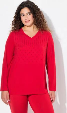Ulla Popken Longsleeve Langarmshirt antibakteriell V-Ausschnitt Langarm