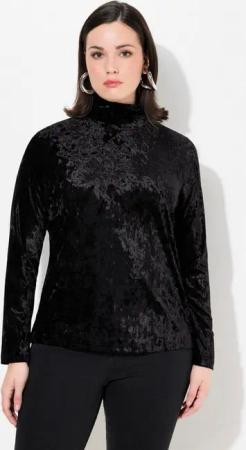 Ulla Popken Longsleeve Samtshirt Stehkragen Slim Langarm