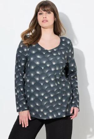 Ulla Popken Longsleeve Shirt Classic Herzausschnitt Langarm Biobaumwolle