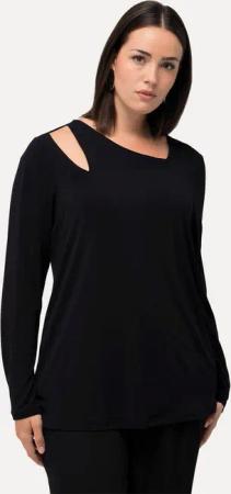Ulla Popken Longsleeve Shirt Cut-Out asymmetrischer Ausschnitt Langarm