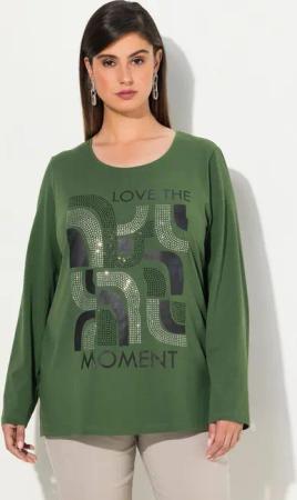 Ulla Popken Longsleeve Shirt grafischer Druck Classic Rundhals Langarm