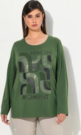 Ulla Popken Longsleeve Shirt grafischer Druck Classic Rundhals Langarm