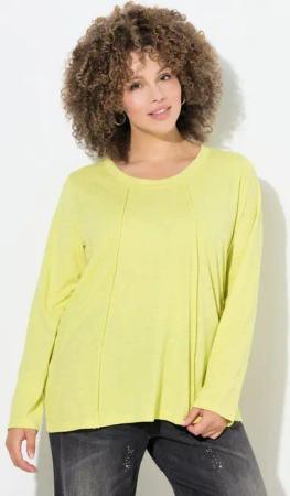 Ulla Popken Longsleeve Shirt offenkantige Nähte Classic Rundhals Langarm