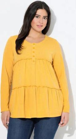 Ulla Popken Longsleeve Shirt Volants A-Linie Rundhals Langarm