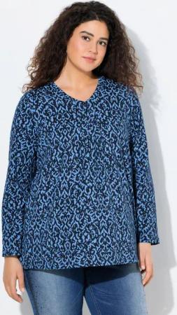 Ulla Popken Longsleeve Shirt Zierfalten A-Linie V-Ausschnitt Langarm.