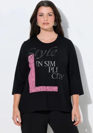 Ulla Popken Longsleeve Shirt Ziersteine Classic Rundhals 3/4-Arm