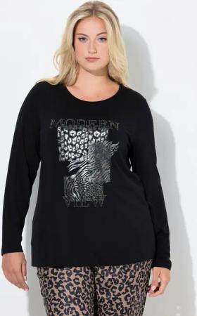 Ulla Popken Longsleeve Shirt Ziersteine Classic Rundhals Langarm