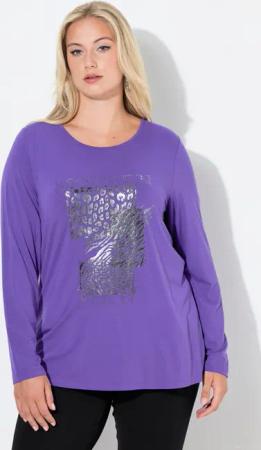 Ulla Popken Longsleeve Shirt Ziersteine Classic Rundhals Langarm