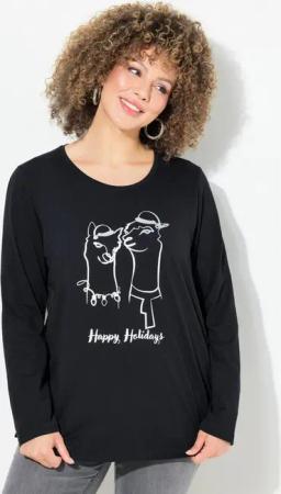 Ulla Popken Longsleeve Weihnachtsshirt Classic Rundhals Langarm