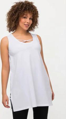 Ulla Popken Longtop Longtop Zierbänder A-Linie Rundhals ärmellos