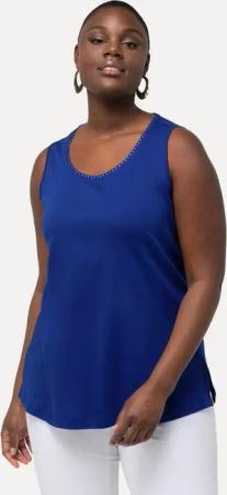 Ulla Popken Longtop Pima Cotton-Top A-Linie Rundhals ärmellos